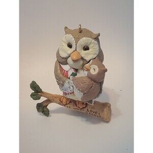 Halmark Holiday Tree Ornament Owl Guess Who Grandpa Loves 1994